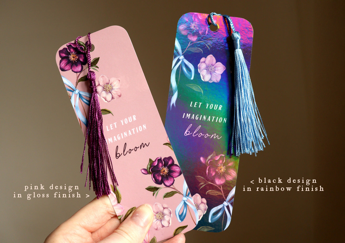 Pink Hellebore Bloom Bookmark, Floral Book Lovers, Bookish Gift, Cute Bows Bookmark