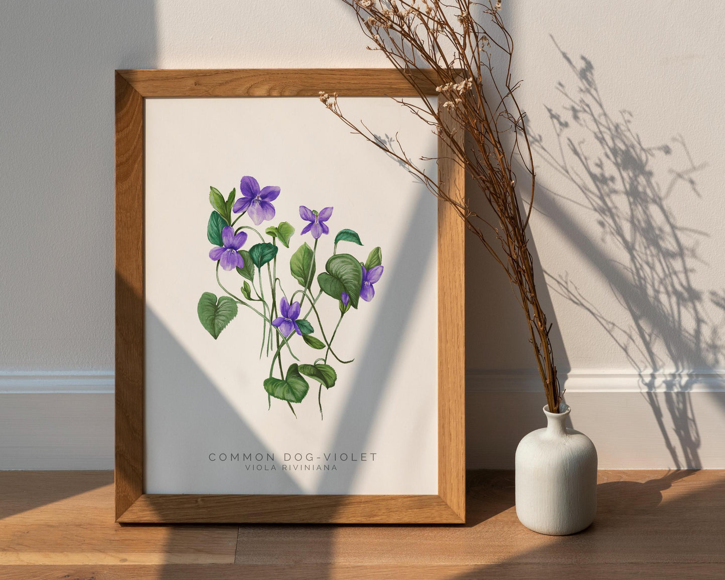 Dog Violet Watercolour Print, County Flower Of Lincolnshire Botanical Floral Poster, Wildflower Art Illustration A4 Giclee Print